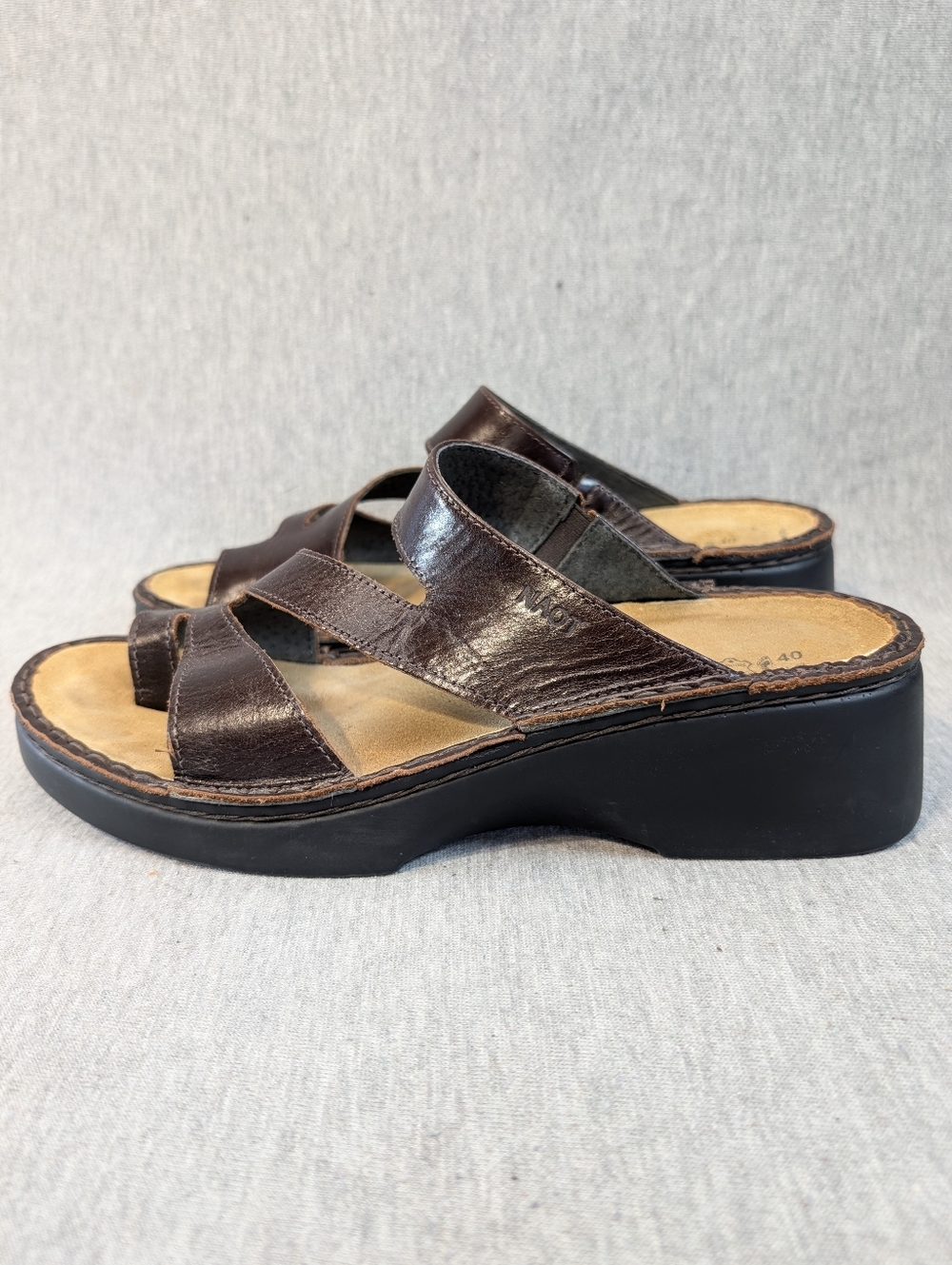 Naot Monterey Slide Sandals Women's 40 Brown Leather Z Strap